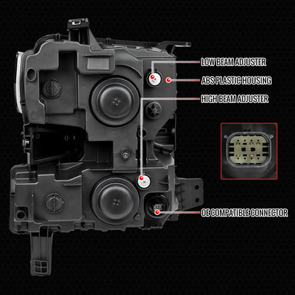 2019-2021 Chevrolet Silverado 1500 Full LED Projector Headlights with Sequential LED Turn Signal (Matte Black Housing/Clear Lens)