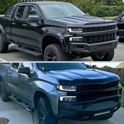 2019-2021 Chevrolet Silverado 1500 Full LED Projector Headlights with Sequential LED Turn Signal (Matte Black Housing/Clear Lens)