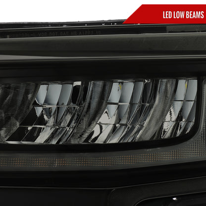 2019-2021 Chevrolet Silverado 1500 Full LED Projector Headlights with Sequential LED Turn Signal (Matte Black Housing/Smoked Lens)