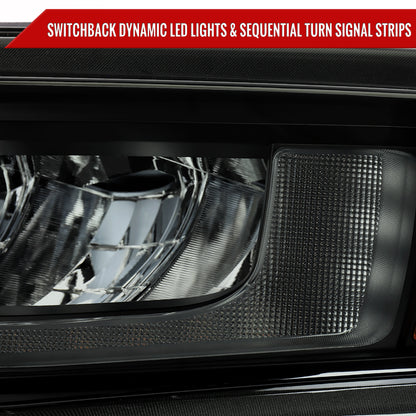 2019-2021 Chevrolet Silverado 1500 Full LED Projector Headlights with Sequential LED Turn Signal (Matte Black Housing/Smoked Lens)