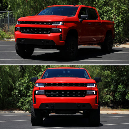 2019-2021 Chevrolet Silverado 1500 Full LED Projector Headlights with Sequential LED Turn Signal (Matte Black Housing/Smoked Lens)