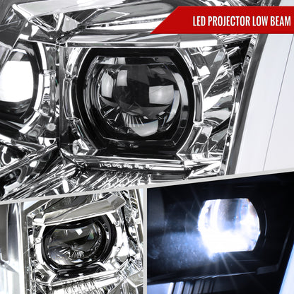 2010-2016 Cadillac SRX Full Switchback Sequential LED DRL Projector Headlights (Chrome Housing/Clear Lens)