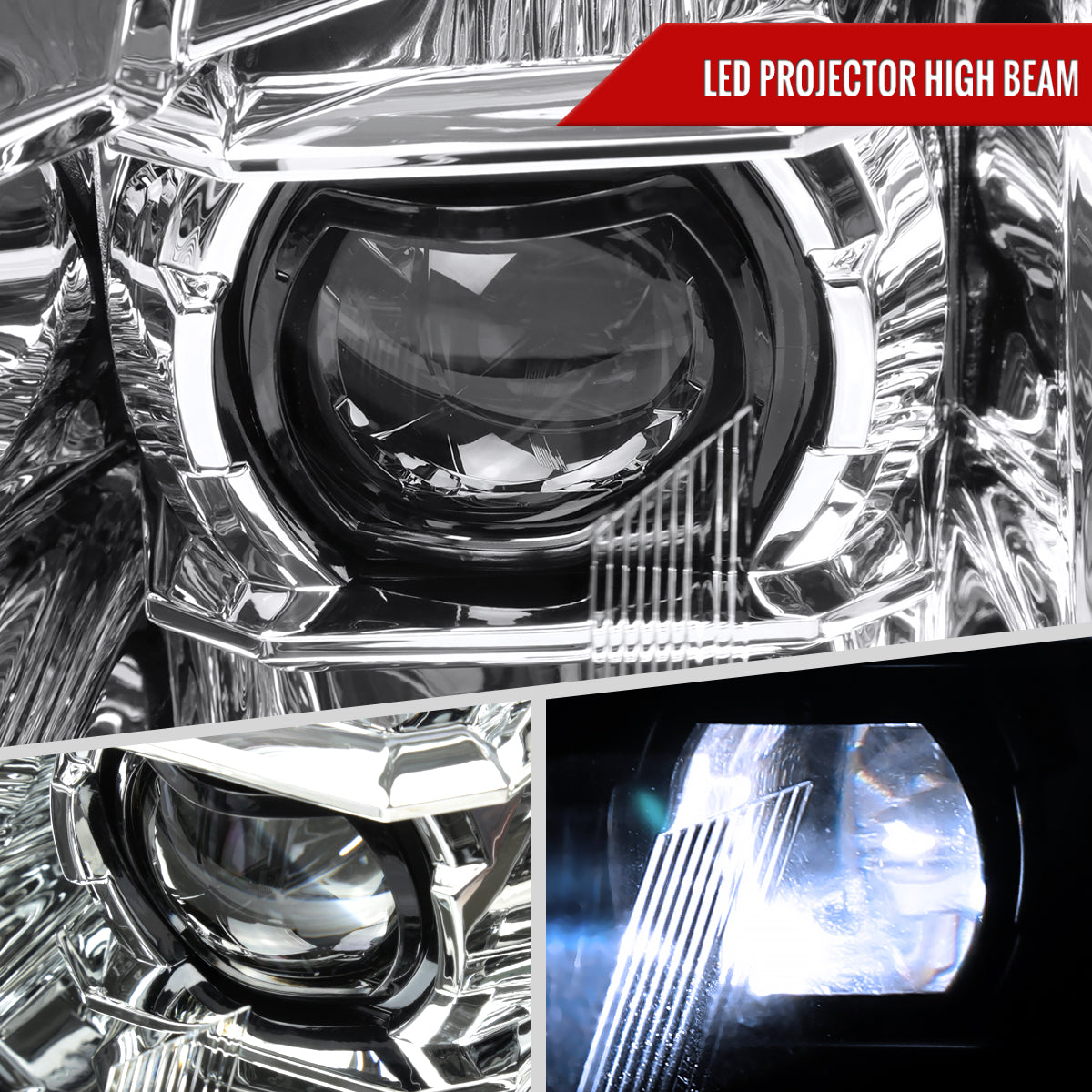 2010-2016 Cadillac SRX Full Switchback Sequential LED DRL Projector Headlights (Chrome Housing/Clear Lens)