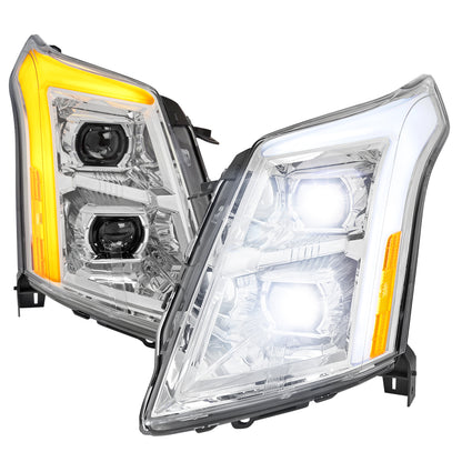 2010-2016 Cadillac SRX Full Switchback Sequential LED DRL Projector Headlights (Chrome Housing/Clear Lens)