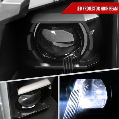 2010-2016 Cadillac SRX Full Switchback Sequential LED DRL Projector Headlights (Matte Black Housing/Clear Lens)
