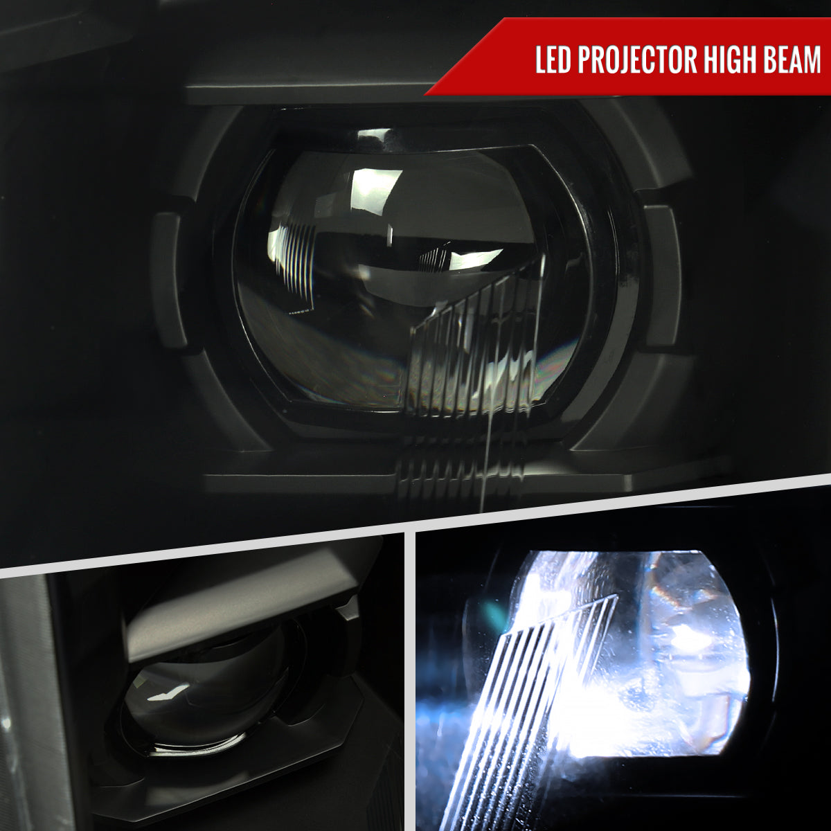 2010-2016 Cadillac SRX LED Projector Headlights w/ Switchback Sequential Turn Signal Bar (Matte Black Housing/Smoked Lens)