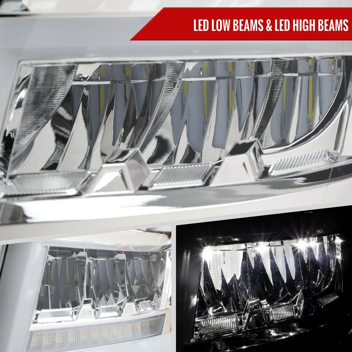 2015-2020 Chevrolet Tahoe Suburban Full LED DRL Sequential Headlights (Chrome Housing / Clear Lens)
