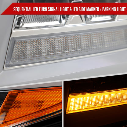 2015-2020 Chevrolet Tahoe Suburban Full LED DRL Sequential Headlights (Chrome Housing / Clear Lens)