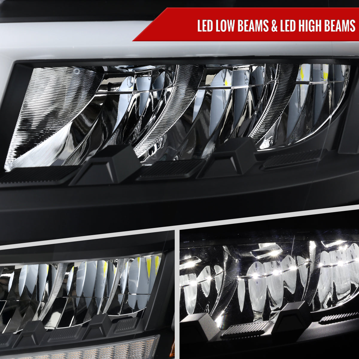 2015-2020 Chevrolet Tahoe Suburban Full LED DRL Sequential Headlights (Matte Black Housing / Clear Lens)