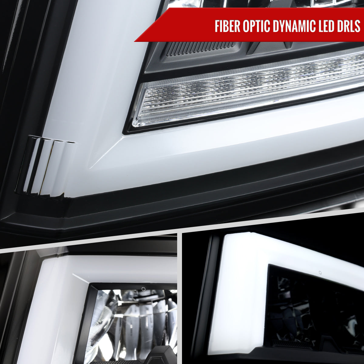 2015-2020 Chevrolet Tahoe Suburban Full LED DRL Sequential Headlights (Matte Black Housing / Clear Lens)