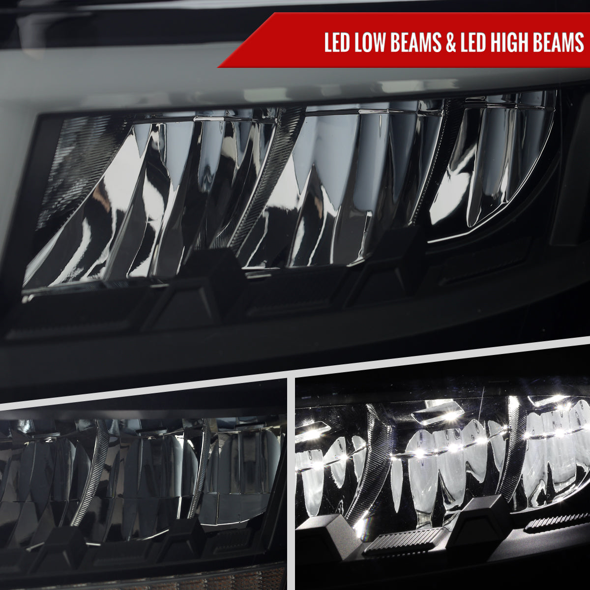 2015-2020 Chevrolet Tahoe Suburban Full LED DRL Sequential Headlights (Matte Black Housing / Smoked Lens)