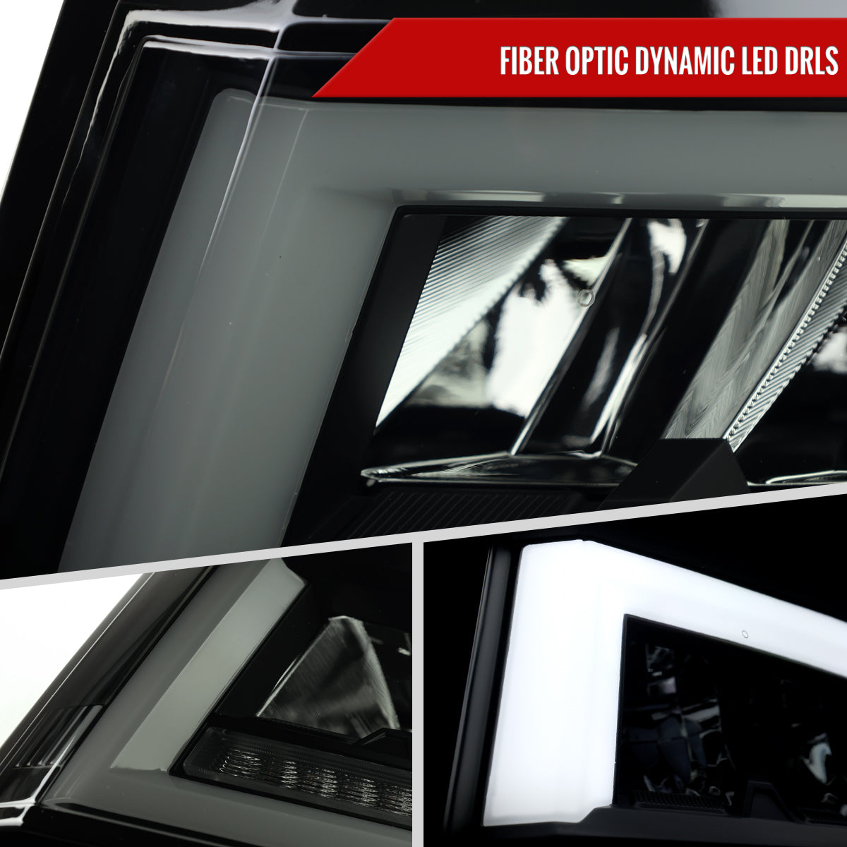 2015-2020 Chevrolet Tahoe Suburban Full LED DRL Sequential Headlights (Matte Black Housing / Smoked Lens)