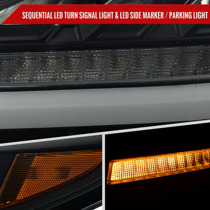 2015-2020 Chevrolet Tahoe Suburban Full LED DRL Sequential Headlights (Matte Black Housing / Smoked Lens)
