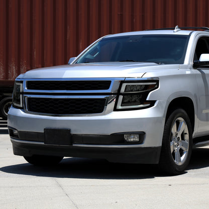 2015-2020 Chevrolet Tahoe Suburban Full LED DRL Sequential Headlights (Matte Black Housing / Smoked Lens)