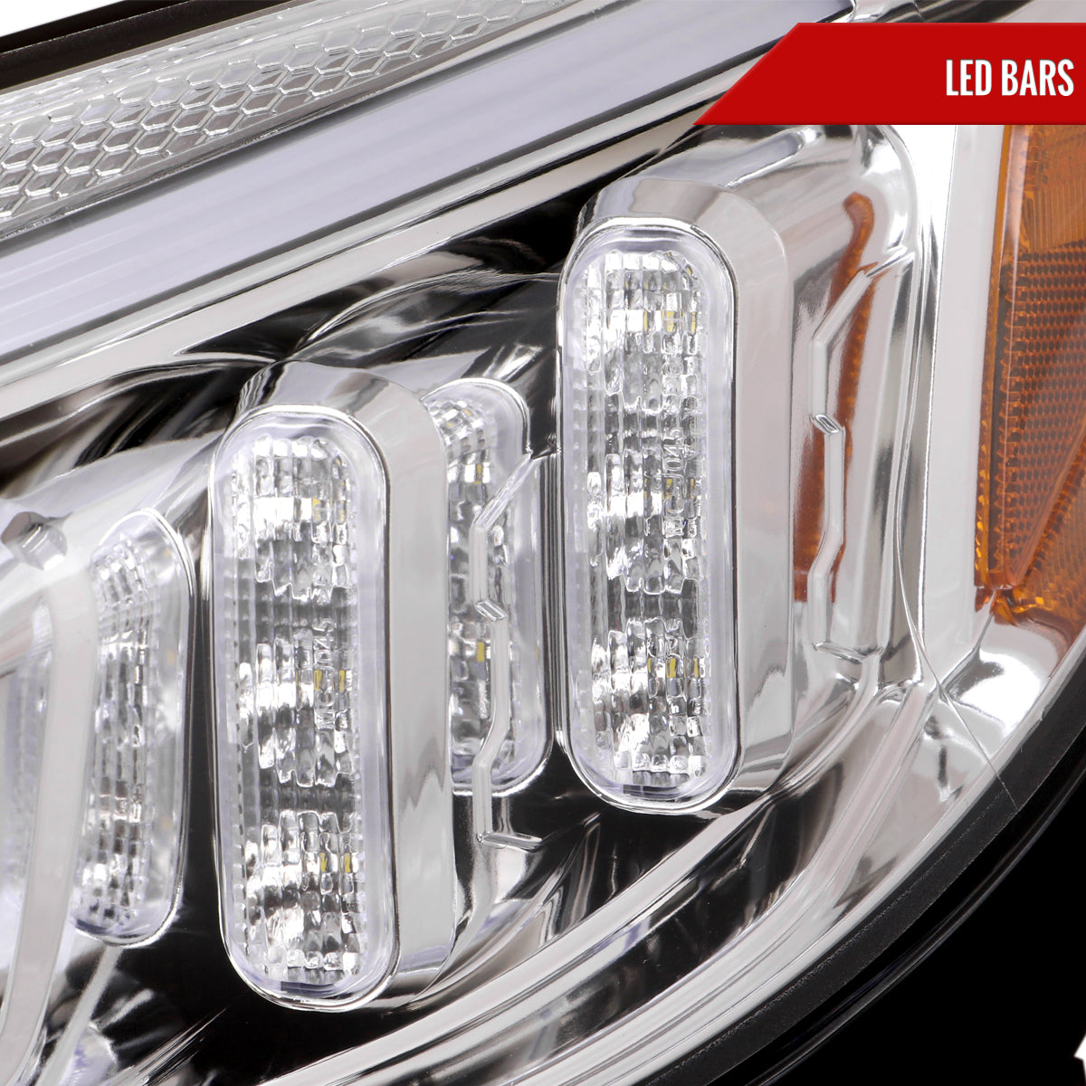 2015-2018 Mercedes-Benz C-Class W205 Full LED Projector Headlights with Sequential Turn Signal (Chrome Housing/Clear Lens)