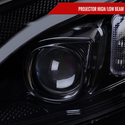 2015-2018 Mercedes-Benz C-Class W205 Full LED Projector Headlights with Sequential Turn Signal (Glossy Black Housing/Light Smoked Lens)