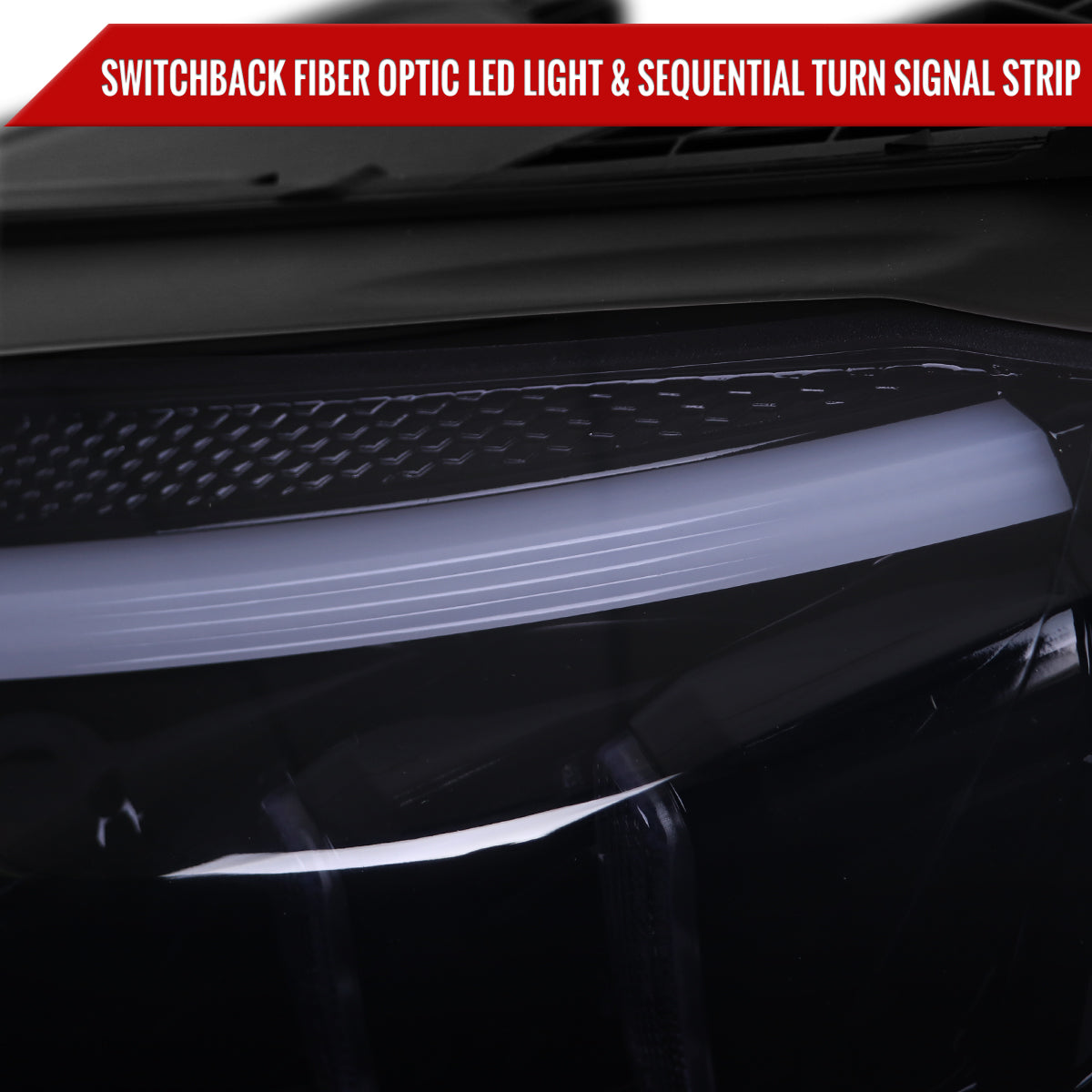 2015-2018 Mercedes-Benz C-Class W205 Full LED Projector Headlights with Sequential Turn Signal (Glossy Black Housing/Light Smoked Lens)
