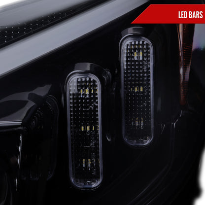 2015-2018 Mercedes-Benz C-Class W205 Full LED Projector Headlights with Sequential Turn Signal (Glossy Black Housing/Light Smoked Lens)