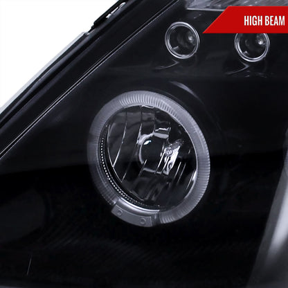 2003-2005 Nissan 350Z Dual Halo Projector Headlights (Glossy Black Housing/Smoked Lens)
