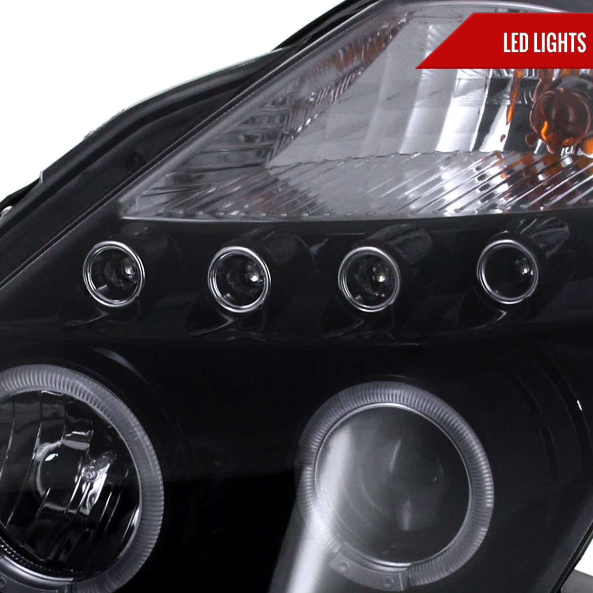 2003-2005 Nissan 350Z Dual Halo Projector Headlights (Glossy Black Housing/Smoked Lens)