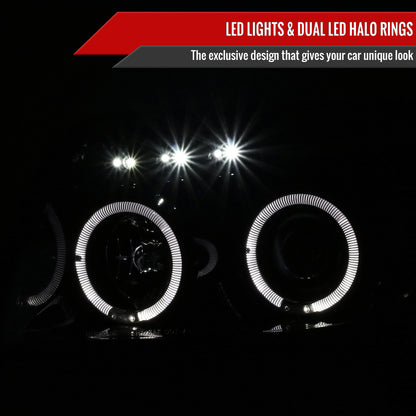 2003-2005 Toyota 4Runner Dual Halo Projector Headlights (Glossy Black Housing/Smoked Lens)