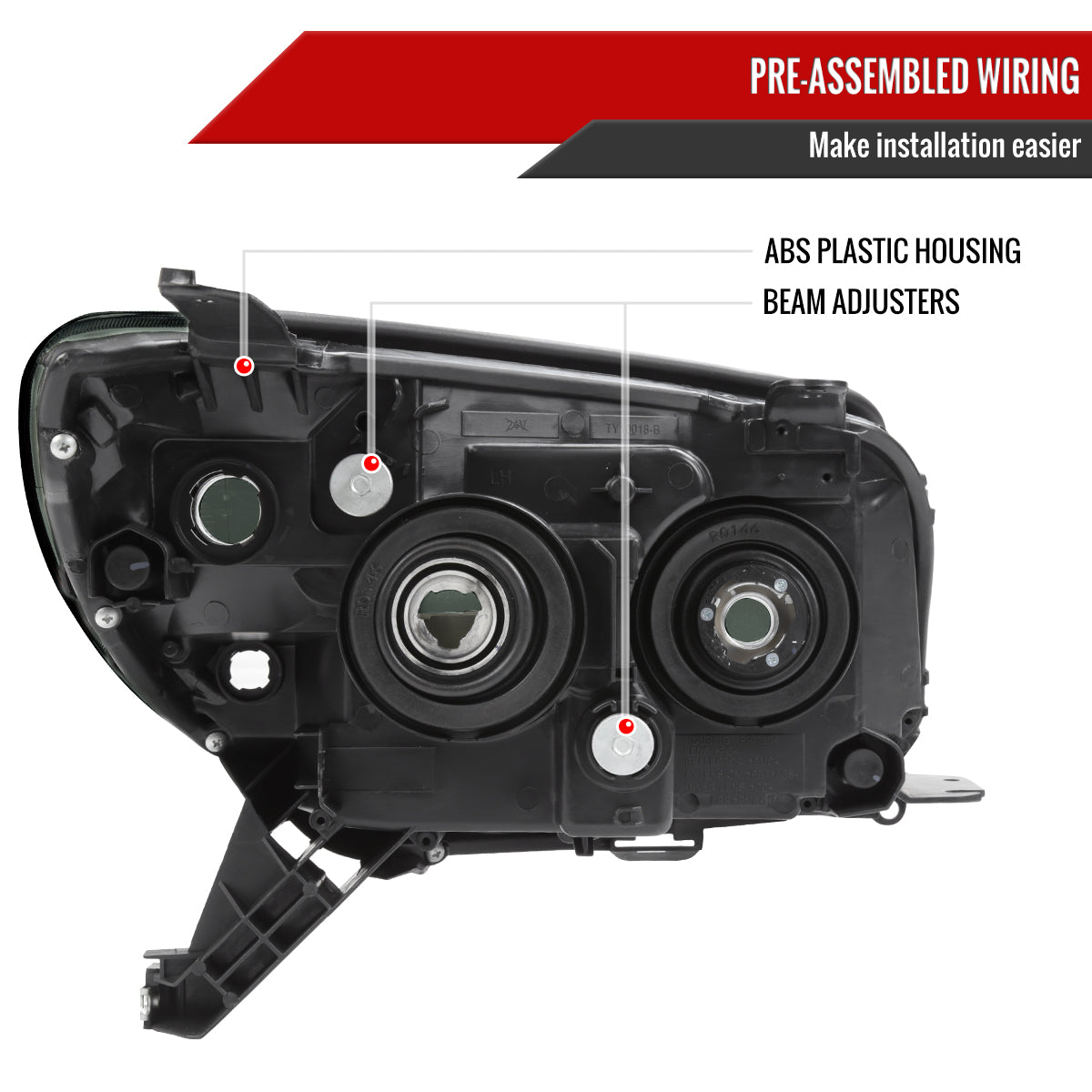 2006-2009 Toyota 4Runner SR5 Limited Projector Style Headlights (Chrome Housing/Smoked Lens)