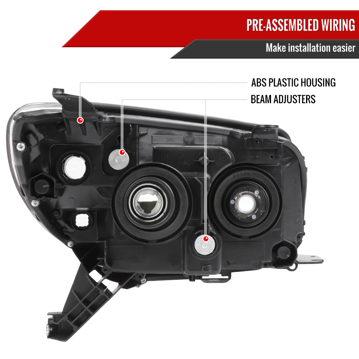 2006-2009 Toyota 4Runner SR5 Limited Projector Style Headlights (Matte Black Housing/Clear Lens)