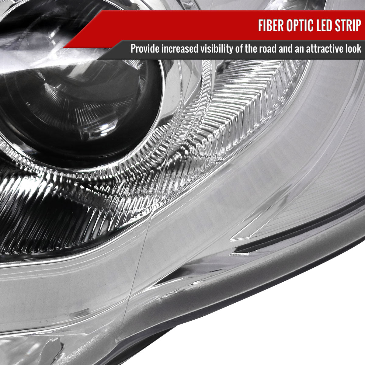 2006-2008 Audi A4 Projector Headlights w/ R8 Style LED Light Bar (Chrome Housing/Clear Lens)