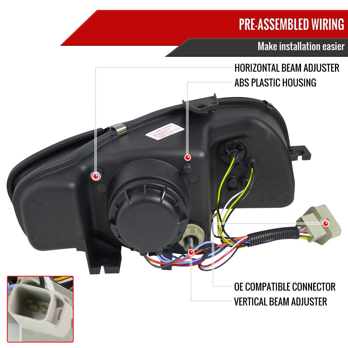 2006-2008 Audi A4 Projector Headlights w/ R8 Style LED Light Bar (Chrome Housing/Clear Lens)