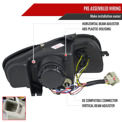 2006-2008 Audi A4 Projector Headlights w/ R8 Style LED Light Bar (Chrome Housing/Clear Lens)