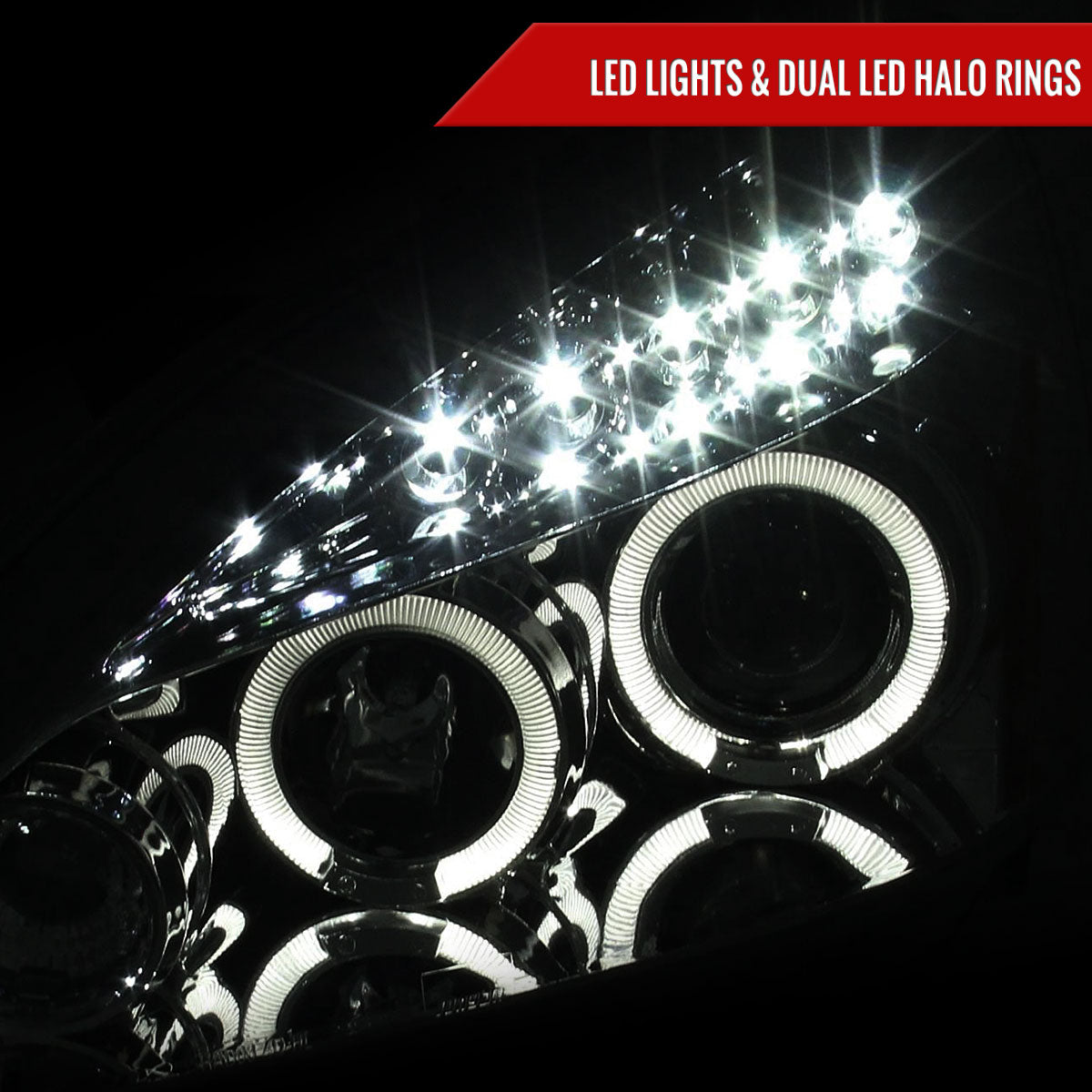 2003-2007 Honda Accord Dual Halo Projector Headlights (Chrome Housing/Clear Lens)