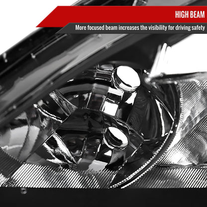 2003-2007 Honda Accord Retro Style Projector Headlights w/ Amber Reflectors (Matte Black Housing/Clear Lens)