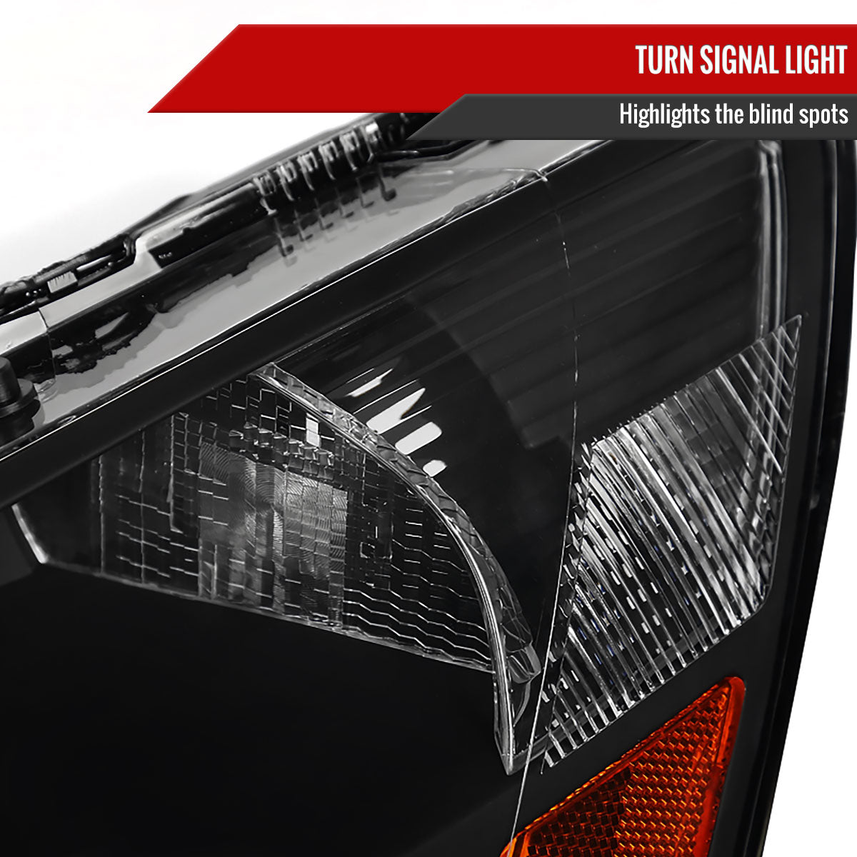 2003-2007 Honda Accord Retro Style Projector Headlights w/ Amber Reflectors (Matte Black Housing/Clear Lens)