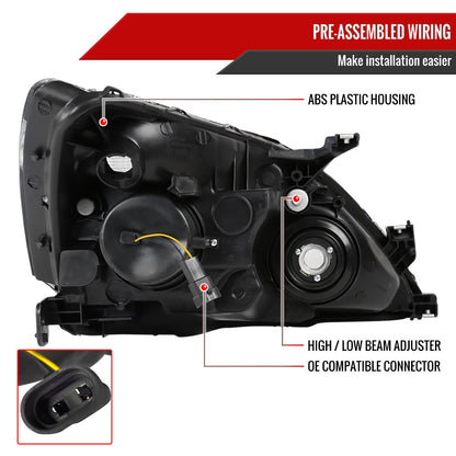 2003-2007 Honda Accord Retro Style Projector Headlights w/ Amber Reflectors (Matte Black Housing/Clear Lens)