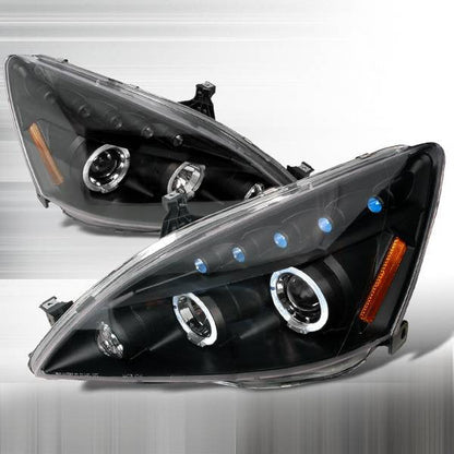 Spec-D 03-07 Honda Accord Halo Projector Headlights Black