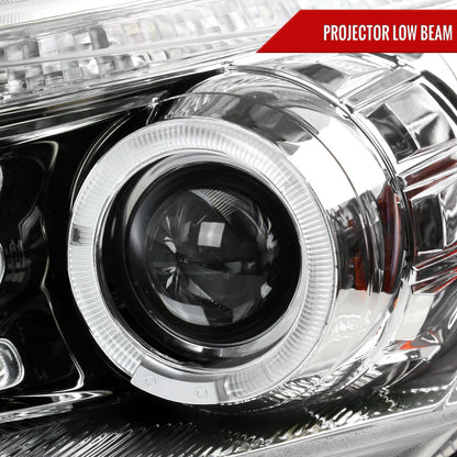 2008-2012 Honda Accord Sedan Single Halo Projector Headlights w/ LED Light Strip & LED Turn Signal Lights (Chrome Housing/Clear Lens)
