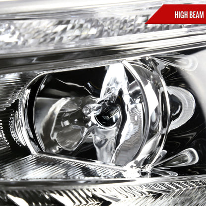 2008-2012 Honda Accord Sedan Single Halo Projector Headlights w/ LED Light Strip & LED Turn Signal Lights (Chrome Housing/Clear Lens)