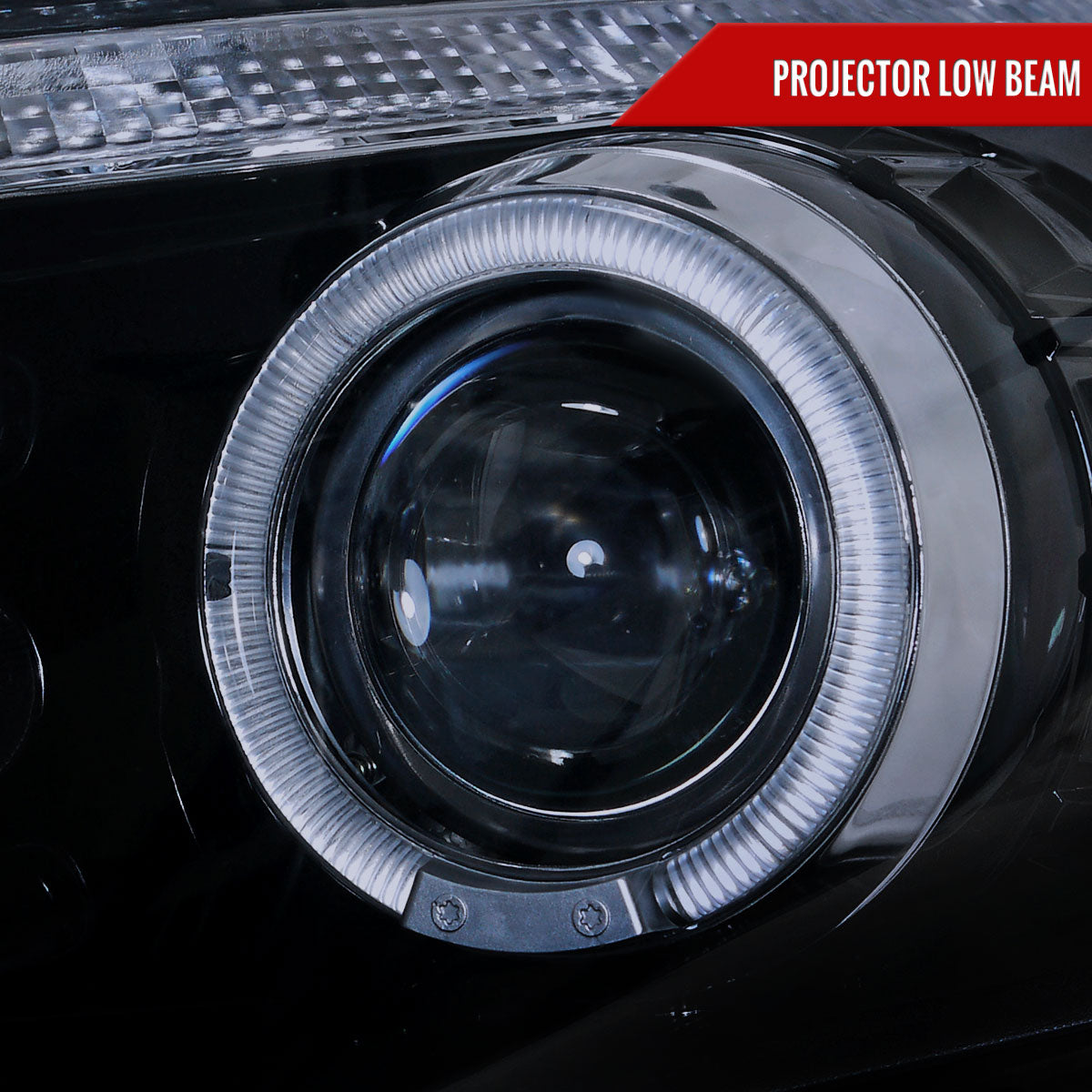 2008-2012 Honda Accord Sedan Single Halo Projector Headlights w/ LED Light Strip & LED Turn Signal Lights (Glossy Black Housing/Smoked Lens)