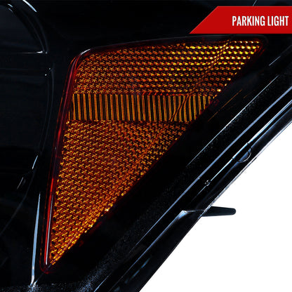 2008-2012 Honda Accord Sedan Single Halo Projector Headlights w/ LED Light Strip & LED Turn Signal Lights (Glossy Black Housing/Smoked Lens)