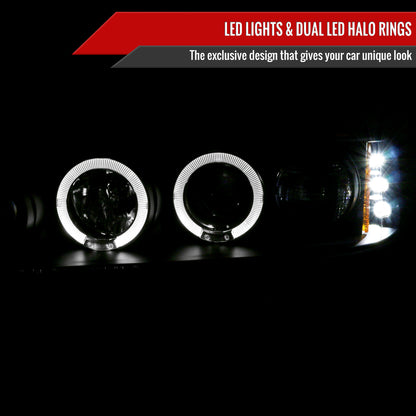 1994-1997 Honda Accord Dual Halo Projector Headlights (Matte Black Housing/Clear Lens)