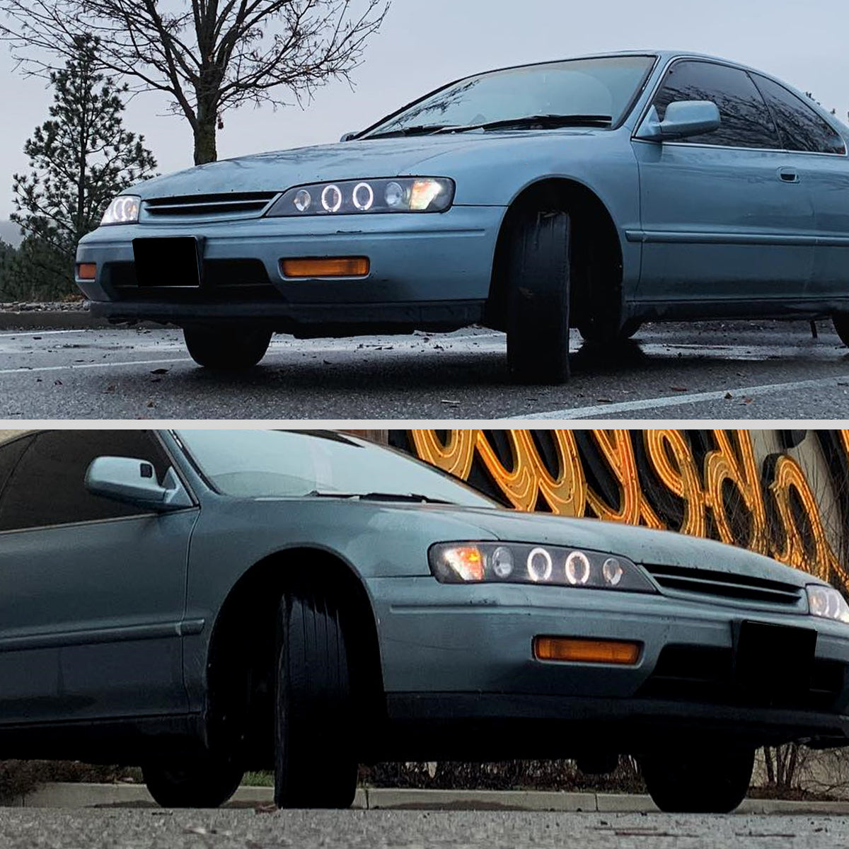 1994-1997 Honda Accord Dual Halo Projector Headlights (Matte Black Housing/Clear Lens)