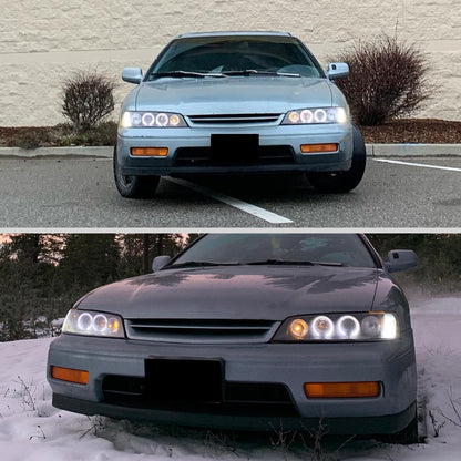 1994-1997 Honda Accord Dual Halo Projector Headlights (Matte Black Housing/Clear Lens)