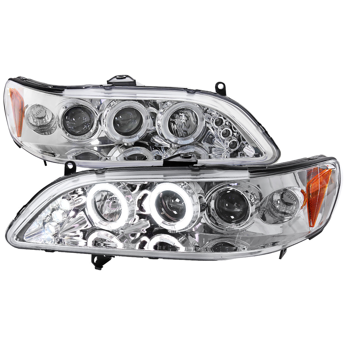 1998-2002 Honda Accord Dual Halo Projector Headlights (Chrome Housing/Clear Lens)