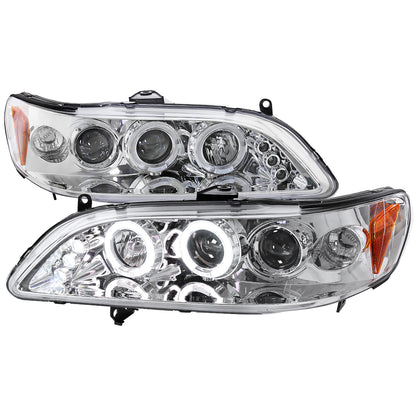 1998-2002 Honda Accord Dual Halo Projector Headlights (Chrome Housing/Clear Lens)