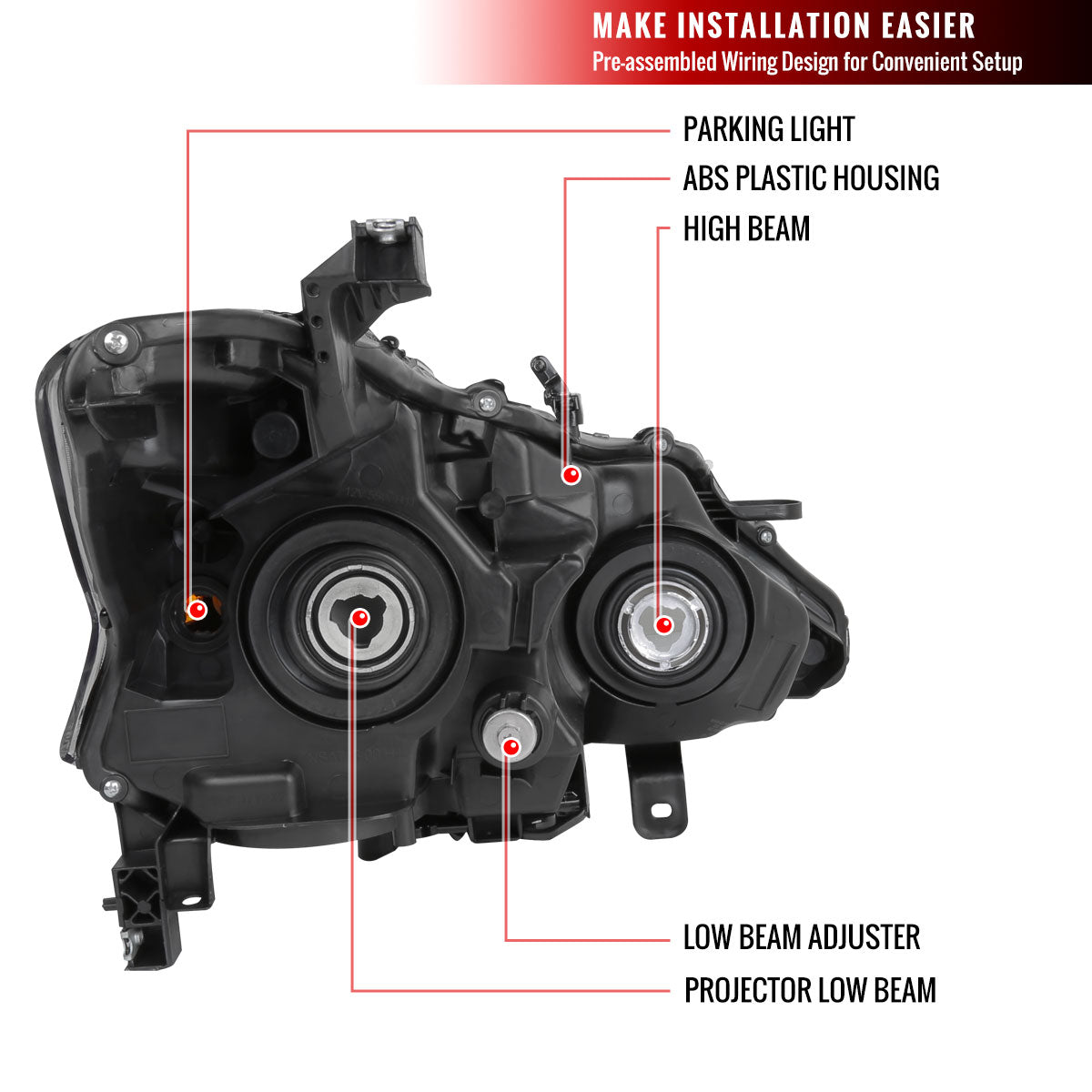 2013-2015 Nissan Altima Sedan Projector Headlights w/ Amber Reflectors (Chrome Housing/Clear Lens)