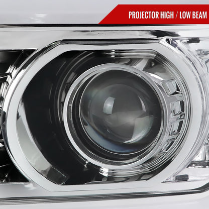2007-2013 Chevrolet Avalanche/ 2007-2014 Tahoe Suburban LED C-Bar Projector Headlights (Chrome Housing/Clear Lens)