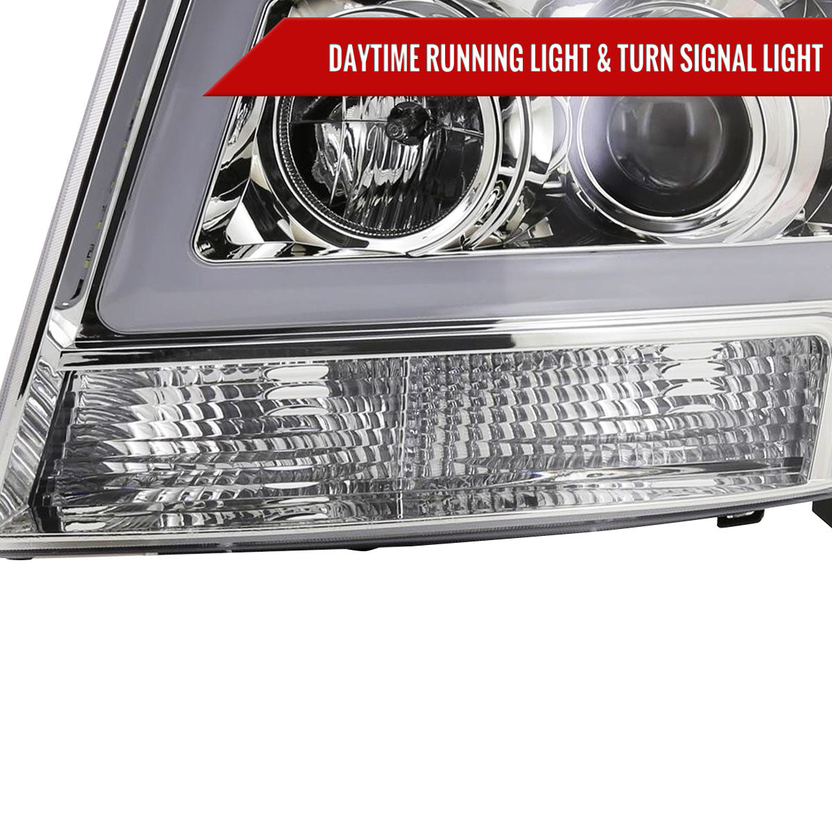 2007-2013 Chevrolet Avalanche/ 2007-2014 Tahoe Suburban LED C-Bar Projector Headlights -RS (Chrome Housing/Clear Lens)