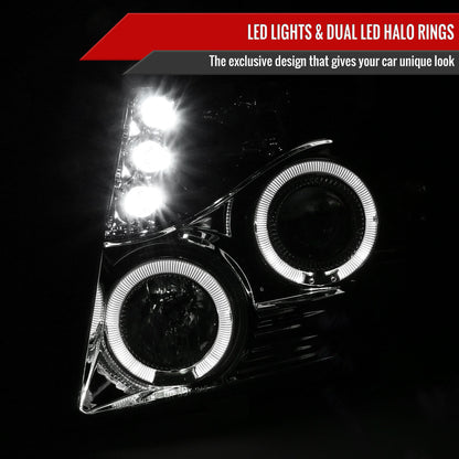 2007-2013 Chevrolet Avalanche/ 2007-2014 Tahoe Suburban Dual Halo Projector Headlights (Chrome Housing/Clear Lens)