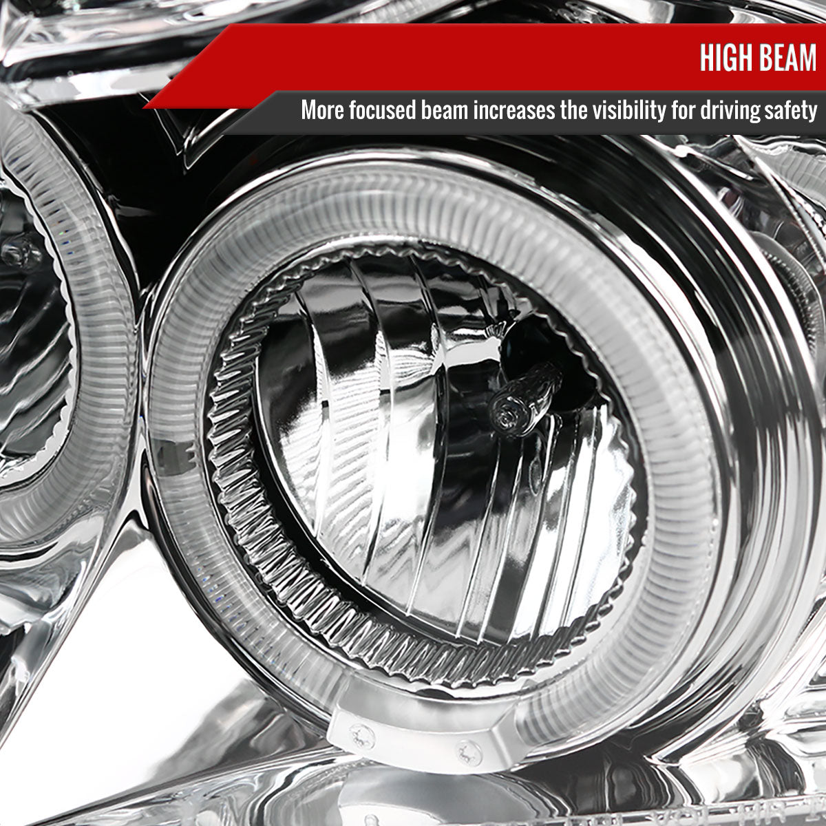 2007-2013 Chevrolet Avalanche/ 2007-2014 Tahoe Suburban Dual Halo Projector Headlights (Chrome Housing/Clear Lens)
