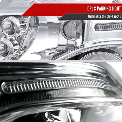 2007-2013 Chevrolet Avalanche/ 2007-2014 Tahoe Suburban Dual Halo Projector Headlights (Chrome Housing/Clear Lens)